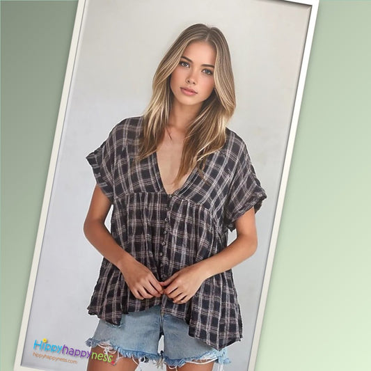 By Together Brand Babydoll Tunic in Pretty Plaid